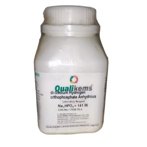 QUALIKEMS diSodium Hydrogen Orthophosphate Anhydrous 500gm Assay (acidimetric dried subs.) 98.0% CAS 7558-79-4