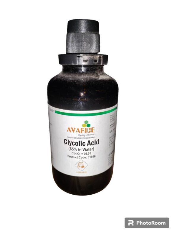 79-14-1 Glycolic Acid (65 % in water) 500ml Assay (acidimetric) Abt. 65.0% MAKE AVARICE