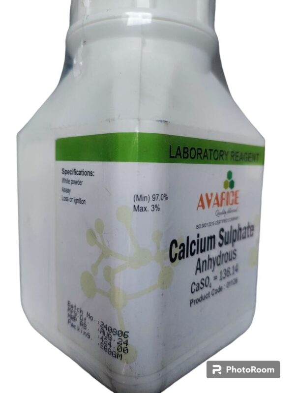 AVARICE Calcium Sulphate Anhydrous LR 500gm CAS NO 7778-18-9 - Image 2