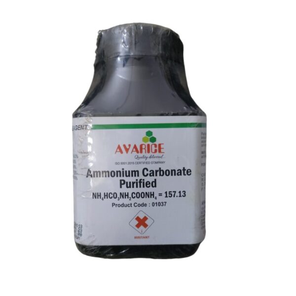 AVARICE Ammonium Carbonate Purified Assay (Acidimetric NH3) 30-33% 500gm CAS NO 10361-29-2