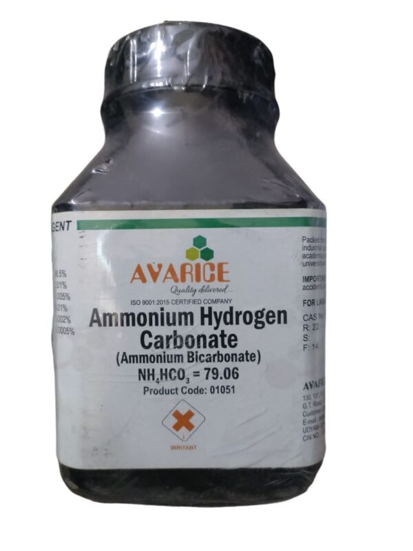AVARICE 1066-33-7 Ammonium Hydrogen Carbonate 500GM (Ammonium Bicarbonate) Assay (acidimetric) 98.5%