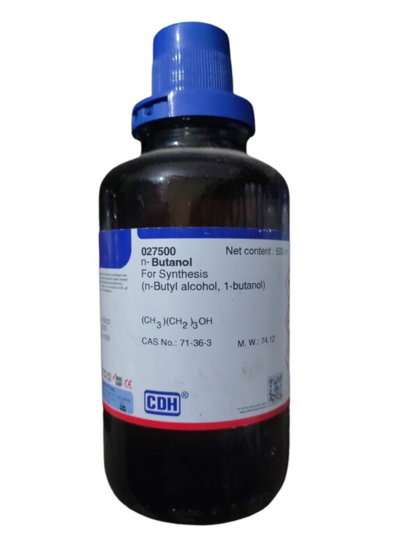 CDH n Butanol for Synthesis 500ml (n-Butyl Alcohol, 1-Butanol) Assay(G.C) 98.0% CAS NO 71-36-3
