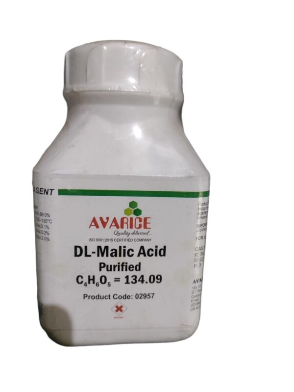 AVARICE DL Malic Acid 500gm Assay (Acidimetric) 99.0% CAS NO 617-48-1