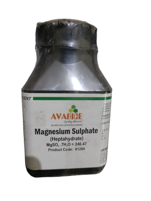 AVARICE Magnesium Sulphate Heptahydrate 500gm Assay (Complexometric; Cal. on dried substance) 99.0% CAS NO 10034-99-8