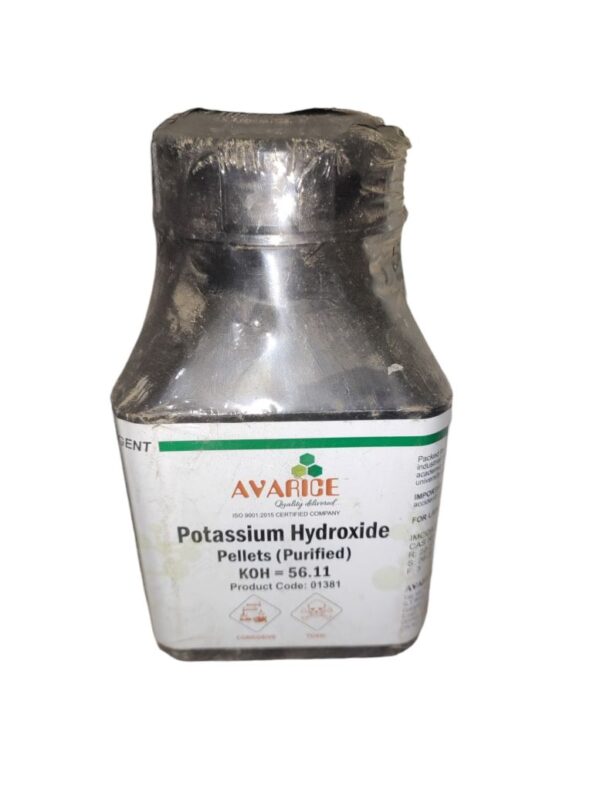 AVARICE Potassium Hydroxide Pellets 500gm Assay (Acidimetric) 85.0% CAS NO 1310-58-3
