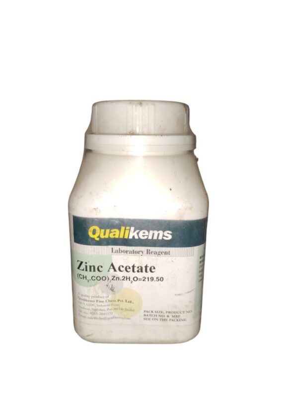 QUALIKEMS Zinc Acetate Pure 500gm Assay (ex Zn Complexometric) 98-102% CAS NO 5970-45-6