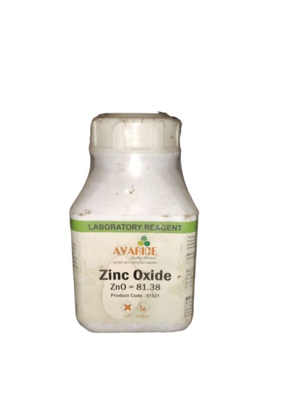 AVARICE Zinc Oxide Pure 500gm Assay (Complexometric calc. on ignited basis) 99.0% CAS NO 1314-13-2