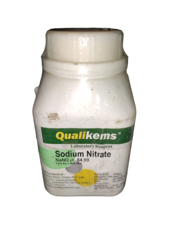 QUALIKEMS Sodium Nitrate Purified 500gm Assay (ex NO3) 98.0% CAS NO 7631-99-4