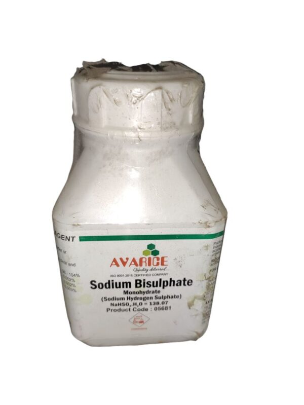AVARICE Sodium Bisulphate Monohydrate 500gm (Sodium Hydrogen Sulphate) Assay (acidimetric) 98-104.0% CAS NO 10034-88-5