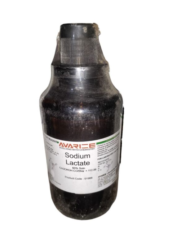 AVARICE Sodium Lactate 60% Soln. 500ml Assay (Non-aqueous) 58.8-61.2% CAS NO 72-17-3