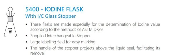 BOROSIL 5400 IODINE FLASK With I/C Glass Stopper - Image 2