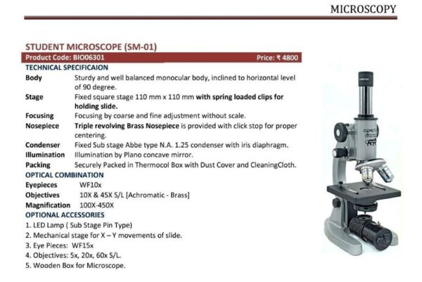 COMETEK Student Microscope ISI MODEL SM-01 - Image 2