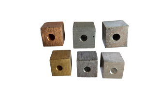 METAL CUBE SET (Set of 6 different metals) SOLID with Inside Hole
