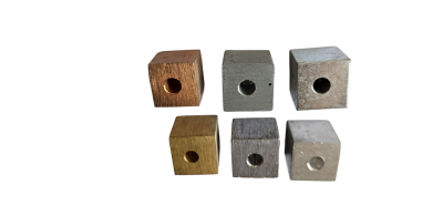 METAL CUBE SET (Set of 6 different metals) SOLID with Inside Hole