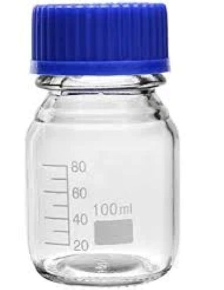 Borosilicate REAGENT BOTTLE WIDE MOUTH WITH BLUE SCREW 125 ML