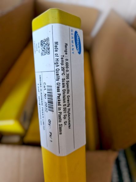OMSONS Density Hydrometer Range 0.600 -0.700 g/ml made of high quality Glass