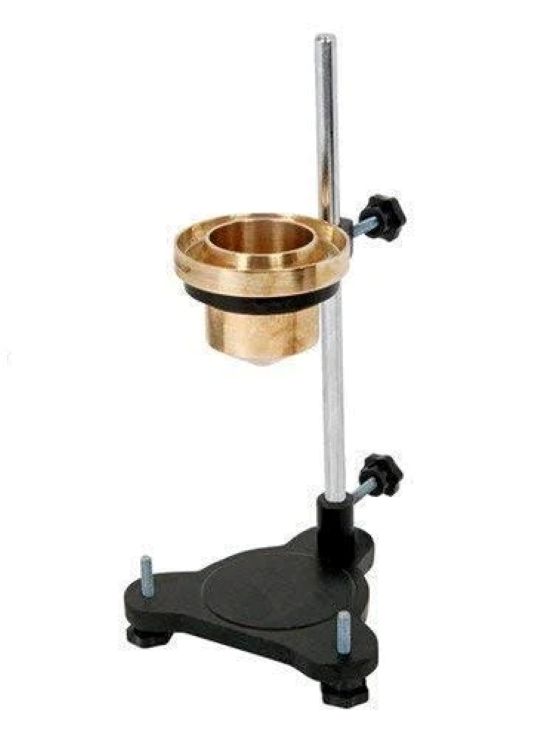 Brass Cup Viscometer | Brass Ford Cup Liquid Flow Meter Viscometer With Heavy Cast Iron Stand (Pack of 1) (B4 With Stand)
