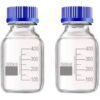 Borosilicate REAGENT BOTTLE WIDE MOUTH WITH BLUE SCREW CAP 500 ML (Pack Of 2 pc)
