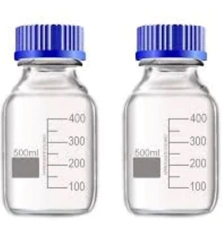 Borosilicate REAGENT BOTTLE WIDE MOUTH WITH BLUE SCREW CAP 500 ML (Pack Of 2 pc)