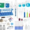 Chemistry Lab 44 Items Kit – Borosilicate Glass & Plastic Beakers, Conical Flasks, Measuring Cylinders, Test Tubes & More – Equipment-only | No Chemicals Included | Suitable for Practicals