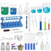 Chemistry Lab 36 Items Kit ? Borosilicate Glass & Plastic Beakers, Conical Flasks, Measuring Cylinders, Test Tubes & More ? Suitable for Practicals