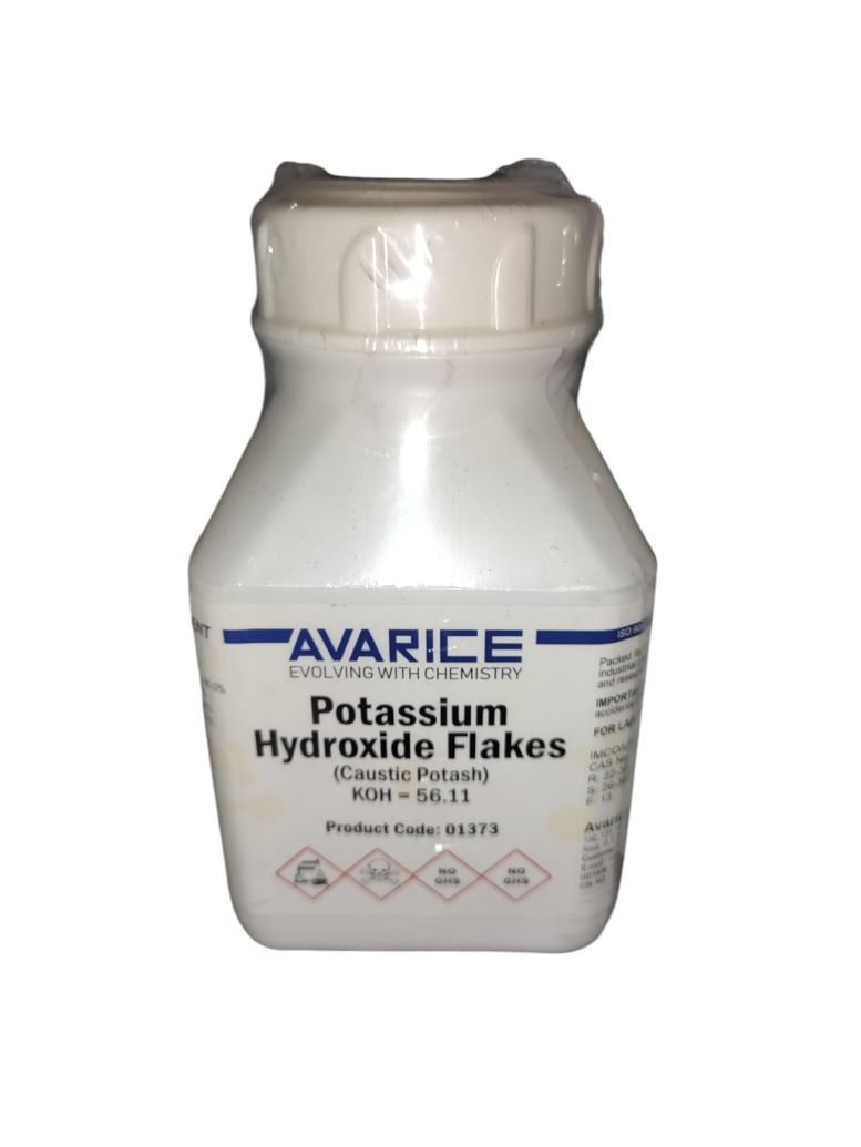 AVARICE Potassium Hydroxide Flakes (Caustic Potash) 500gm Assay (Acidimetric) 85.0% CAS NO 1310-58-3