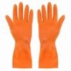 Acid Alkali Proof Reusable Rubber Stretchable Hand Gloves (10 Inch, Orange) Pack of 1 Pairs